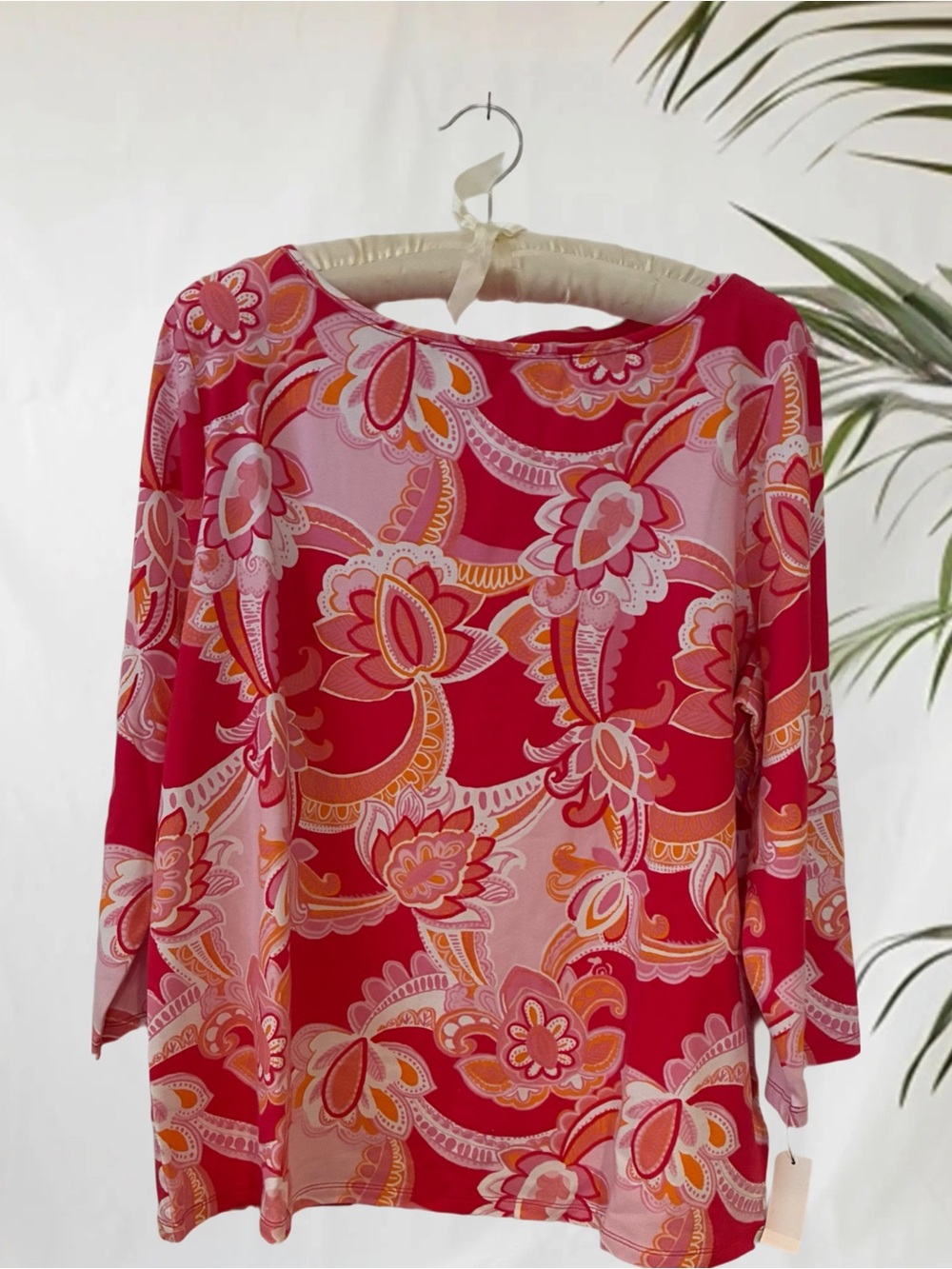 Talbots Pink and Orange Floral Long Sleeve Top